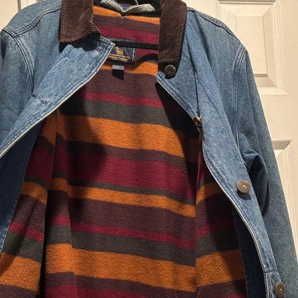 Women’s Blue Denim Jacket with Brown Corduroy Collar - Picture 5 of 6